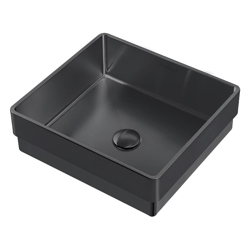 Whitehaus Collection Noah Plus Semi-recessed Center-drain Basin - Black