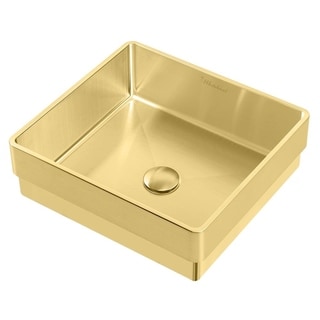Whitehaus Collection Noah Plus Semi-recessed Basin with center drain (Brass Finish - Gold)