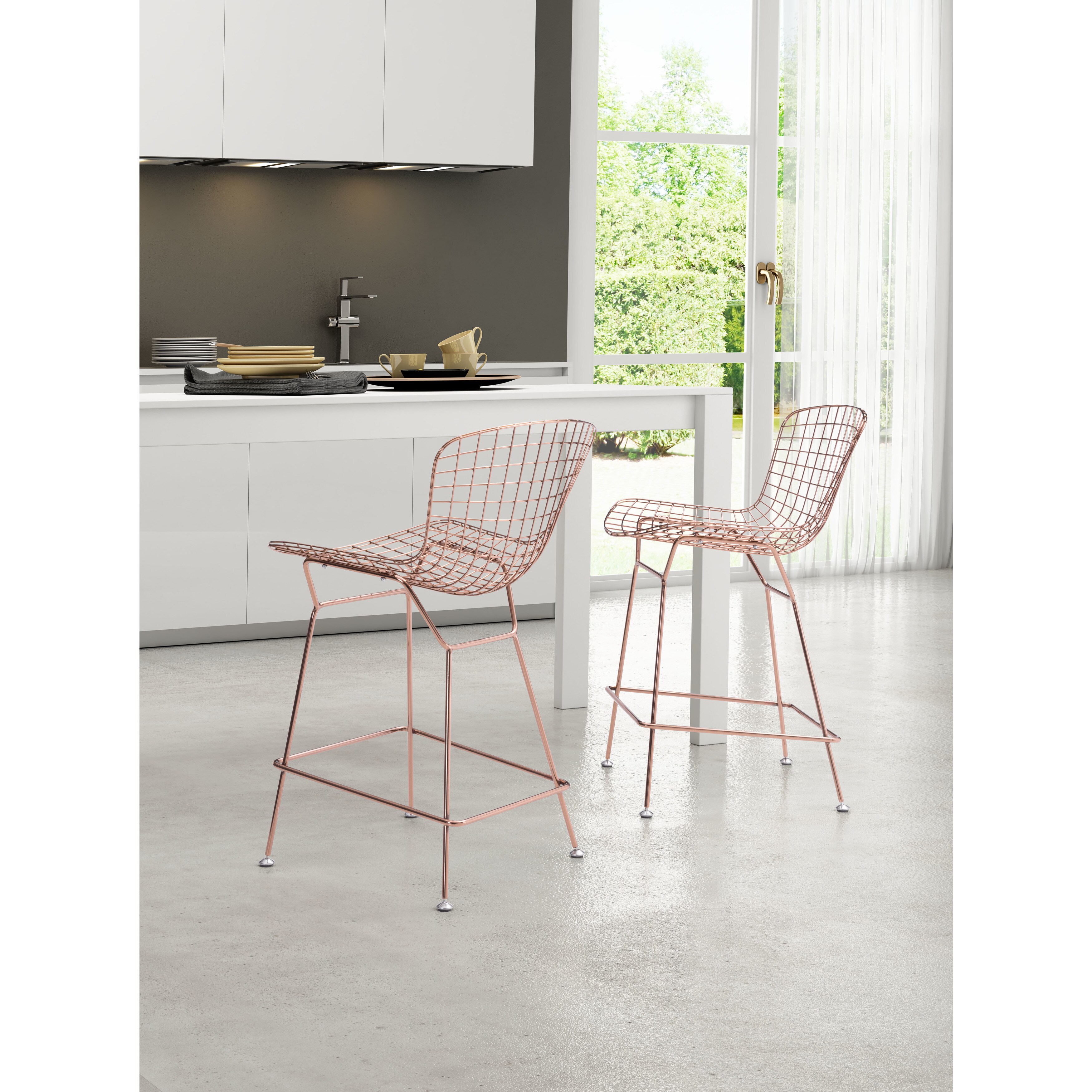 rose gold wire bar stools