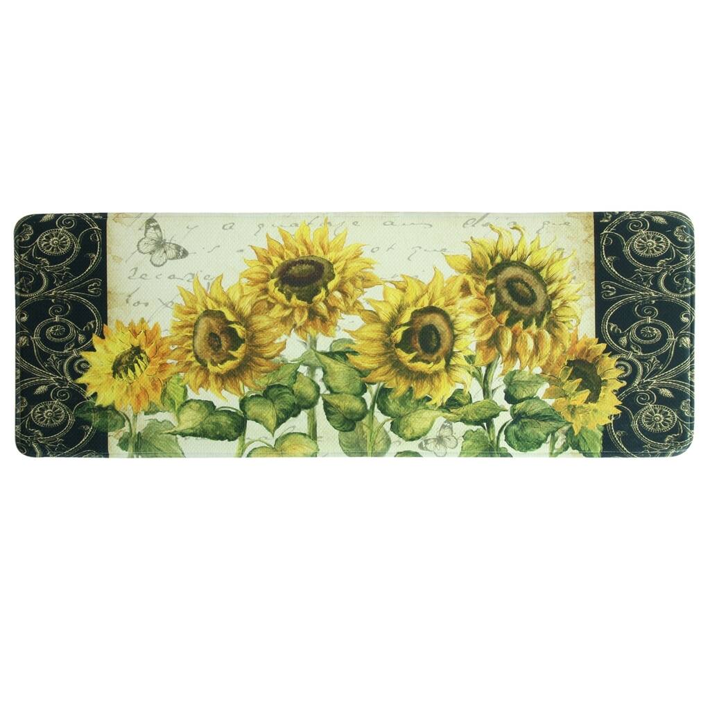 Printed Memory Foam French Sunflower kitchen runner by Bacova