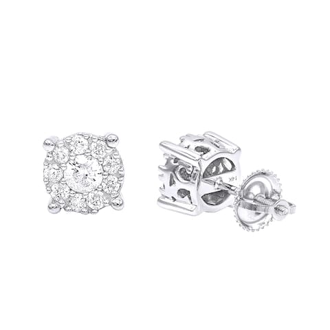 Luxurman Halo 14K Gold Cluster Diamond Earrings Studs for Men or Women 3/4ct