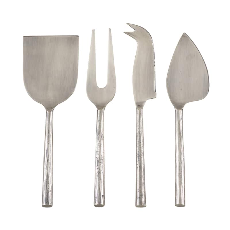 Textured Design Modern Style Stainless Steel Cheese Cutlery - Set of 4 - Silver