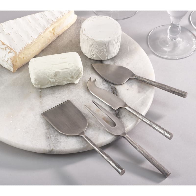Textured Design Modern Style Stainless Steel Cheese Cutlery - Set of 4 - Silver