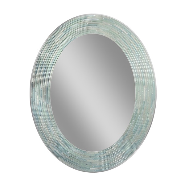 Headwest Reeded Sea Glass Oval Wall Mirror - Blue/Green - 23 X 29