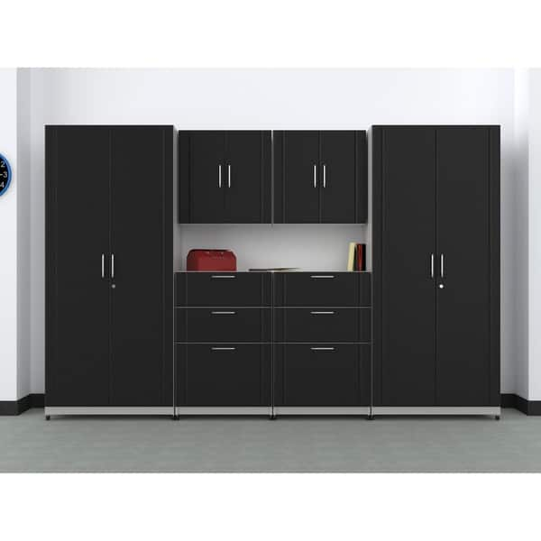 96 Elite with 6 Storage Cabinet Set Black - Prepac