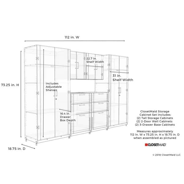 Shop Closetmaid 112 W 6 Piece Garage Storage Cabinet Set Overstock 18507067