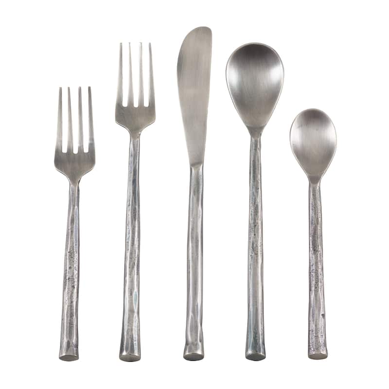 Textured Design Modern Stainless Steel Flatware - Set of 5 pcs