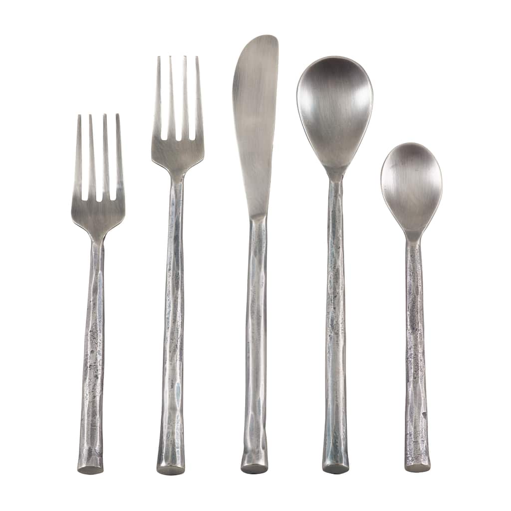 Textured Design Modern Stainless Steel Flatware - Set of 5 pcs