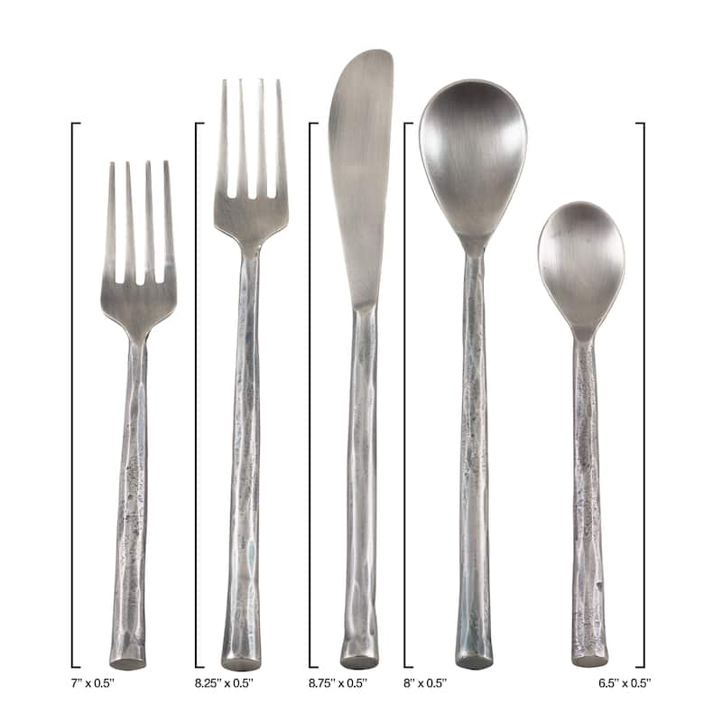Textured Design Modern Stainless Steel Flatware - Set of 5 pcs