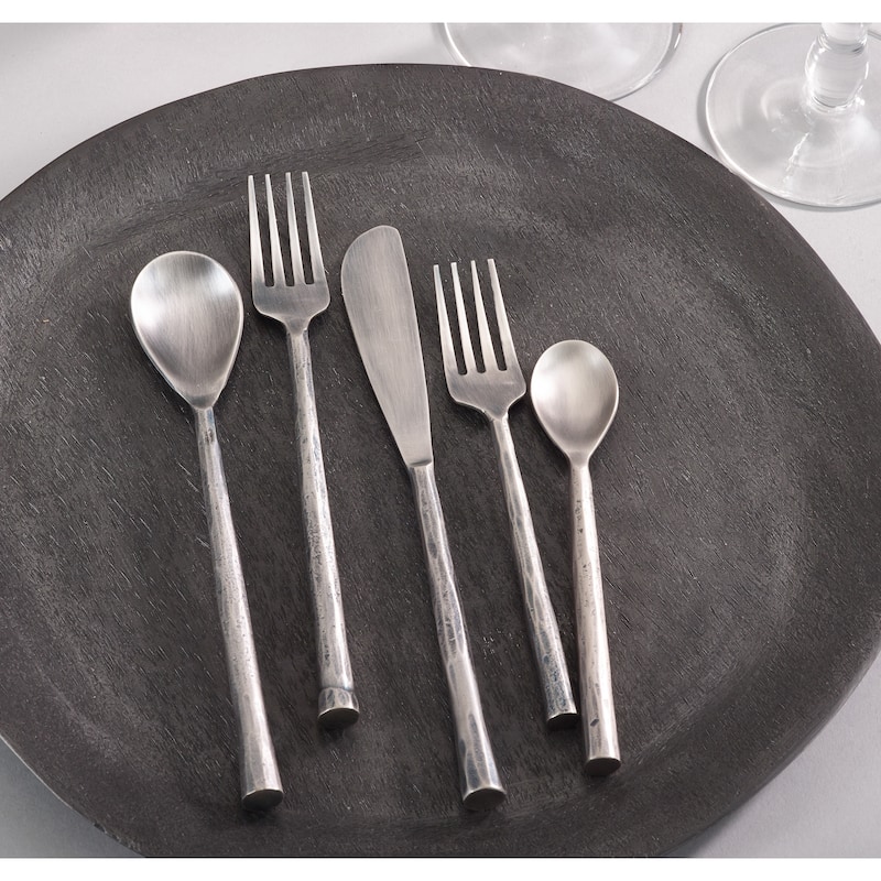 Textured Design Modern Stainless Steel Flatware - Set of 5 pcs