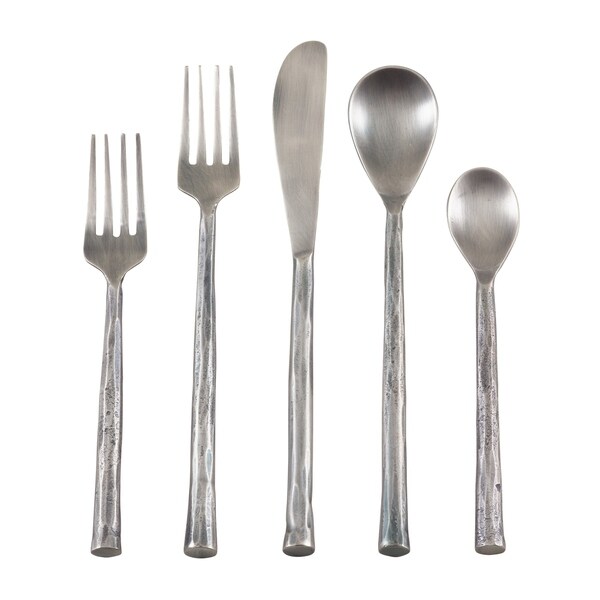 Textured Design Modern Stainless Steel Flatware - Set of 5. Opens flyout.
