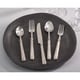 preview thumbnail 2 of 1, Ribbed Design Texture Stainless Steel Flatware - Set of 5 - Silver