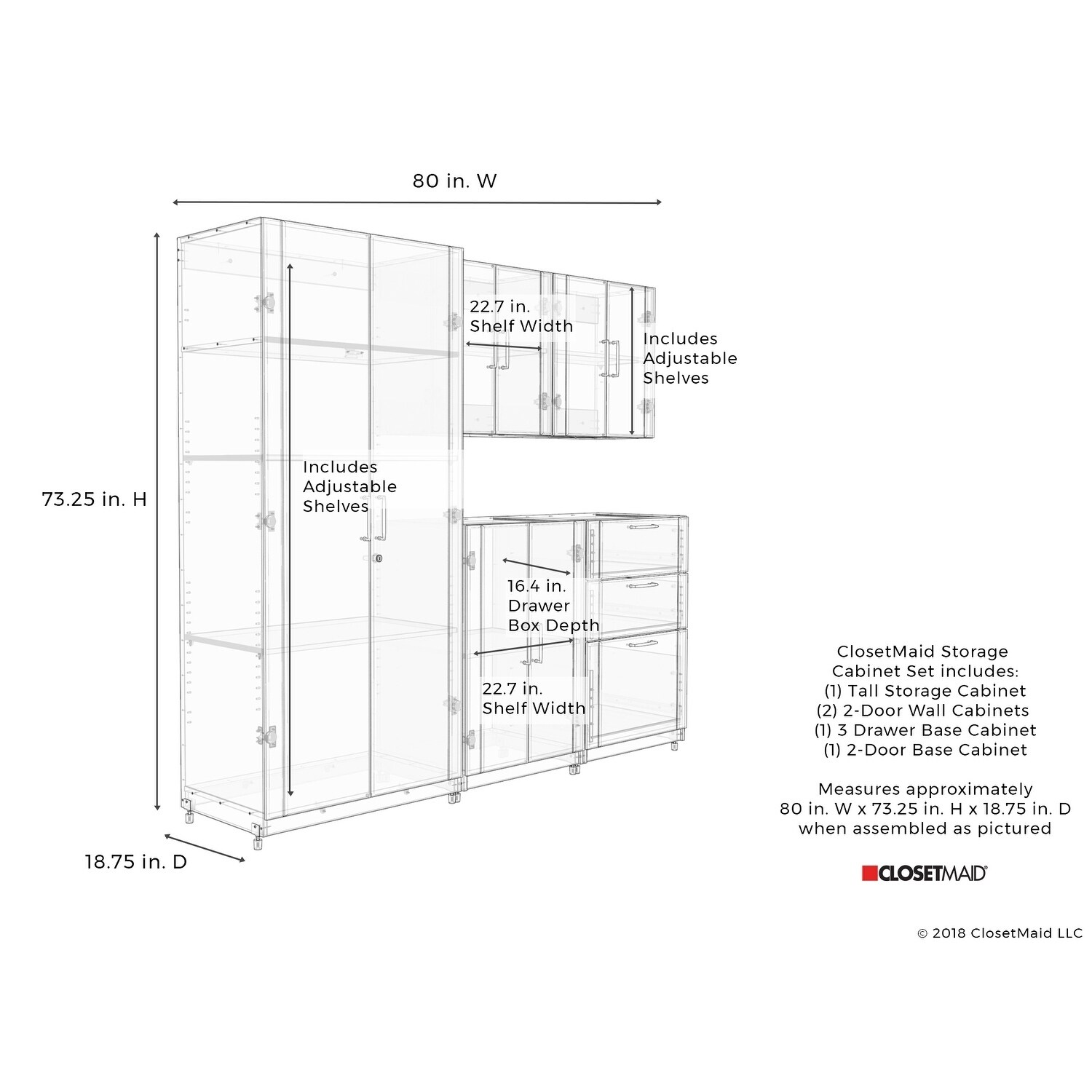 Shop Closetmaid 80 W 5 Piece Garage Storage Cabinet Set Overstock 18507098