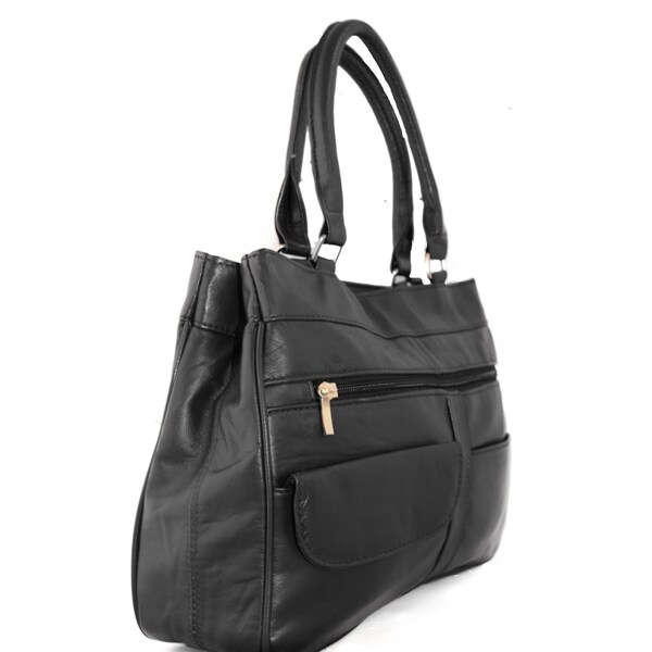 big black leather shoulder bags