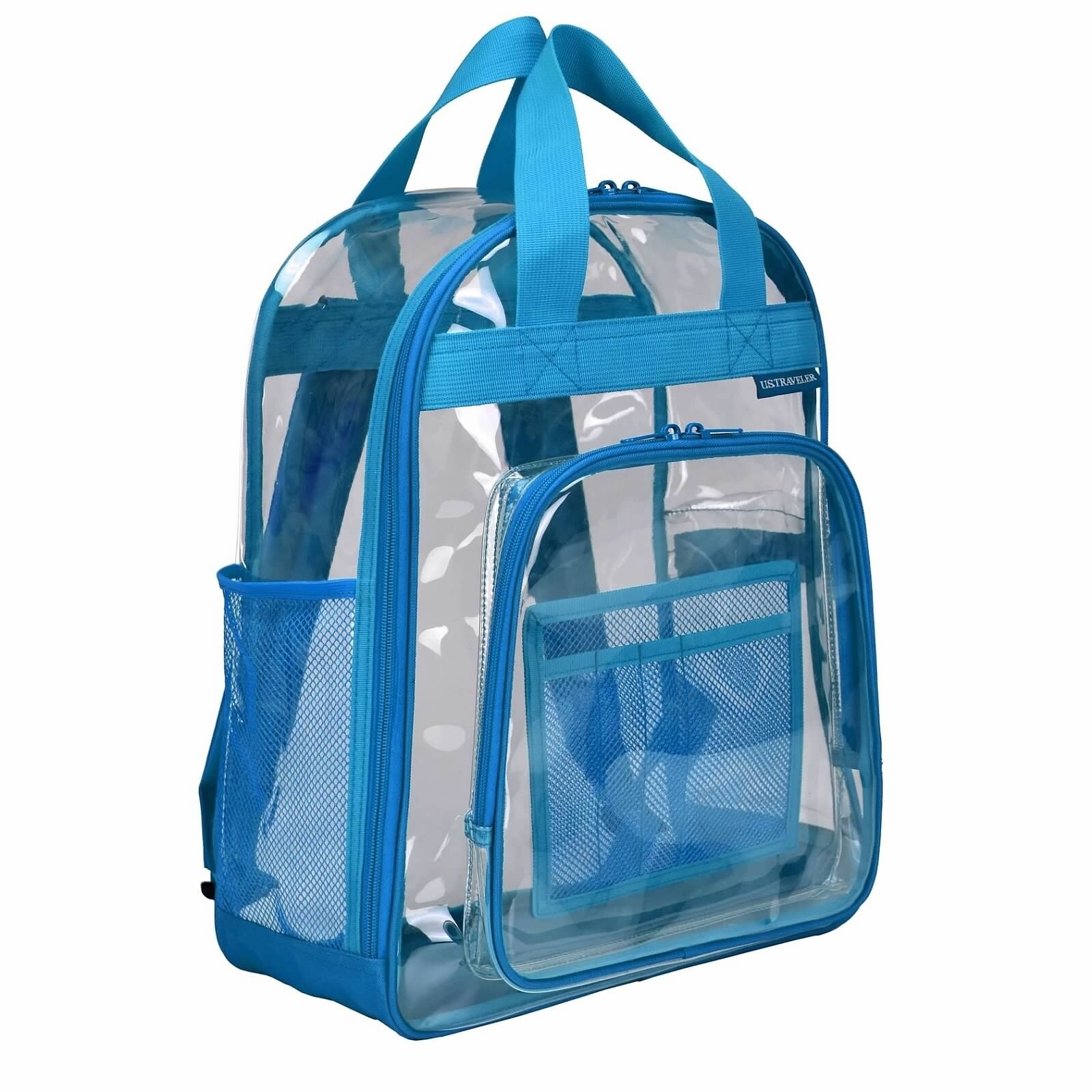 clear blue backpack