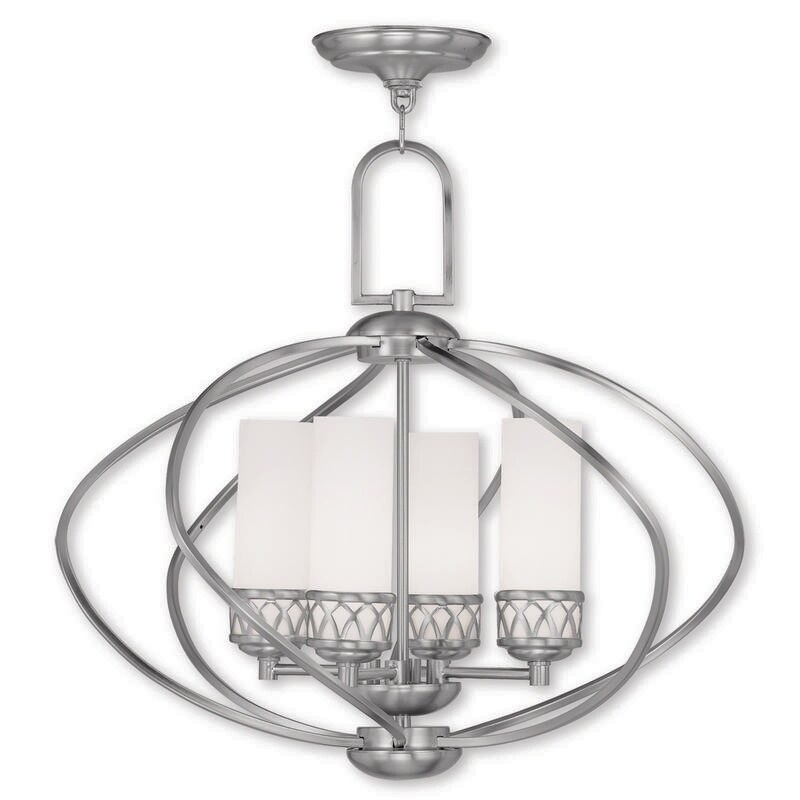 Livex Lighting Westfield 4 Light Brushed Nickel Chandelier - Chandeliers For Bedrooms by Overstock.com