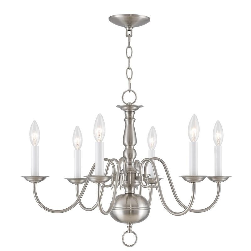 Livex Lighting Williamsburgh 6 Light Brushed Nickel Chandelier - Chandeliers For Bedrooms by Overstock.com