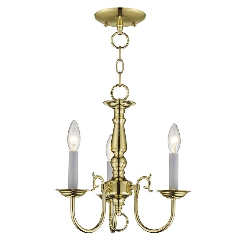 Livex Lighting Williamsburgh 3 Light Polished Brass Mini Chandelier - Chandeliers For Bedrooms by Overstock.com