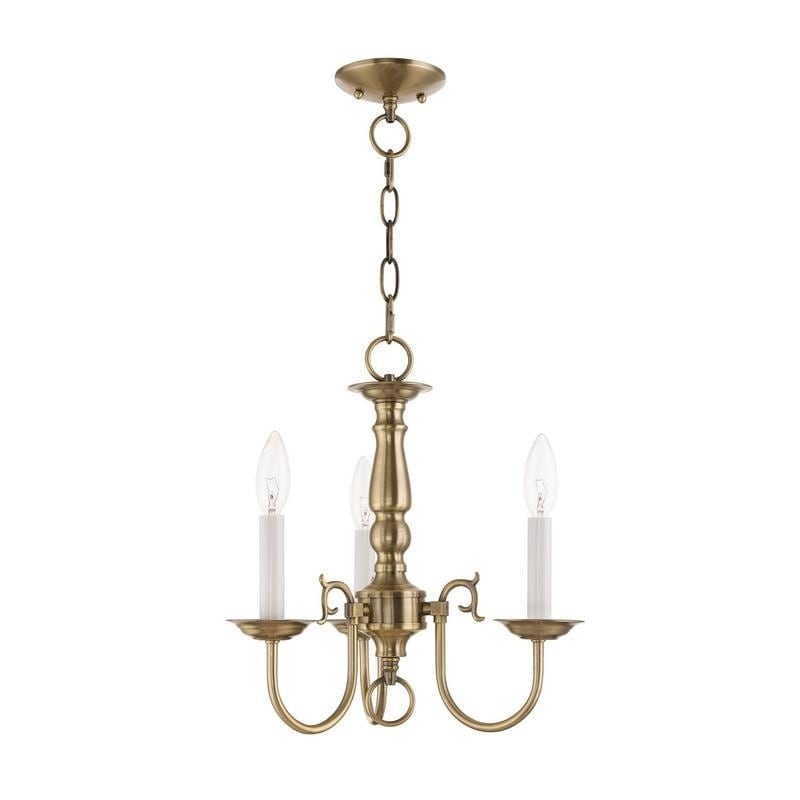 Livex Lighting Williamsburgh 3 Light Antique Brass Mini Chandelier - Bed  Bath & Beyond - 18507682