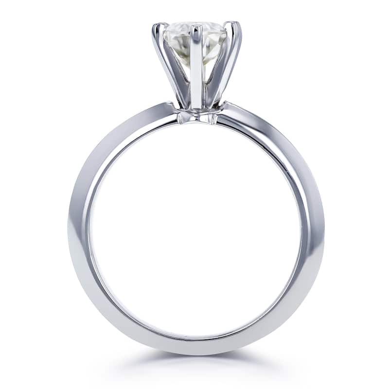 Annello by Kobelli 14k White Gold 7/8 Carat Oval Moissanite 6-prong Solitaire Bridal Set