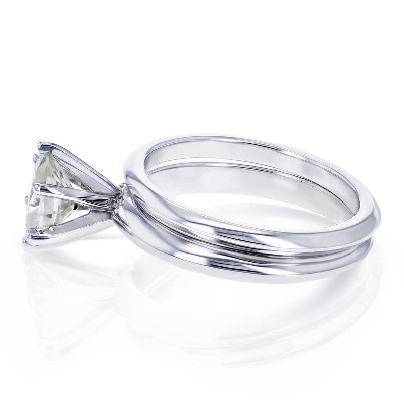 Annello by Kobelli 14k White Gold 7/8 Carat Oval Moissanite 6-prong Solitaire Bridal Set