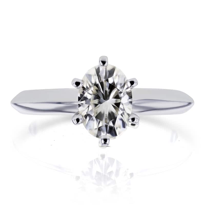 Annello by Kobelli 14k White Gold 7/8 Carat Oval Moissanite 6-prong Solitaire Engagement Ring