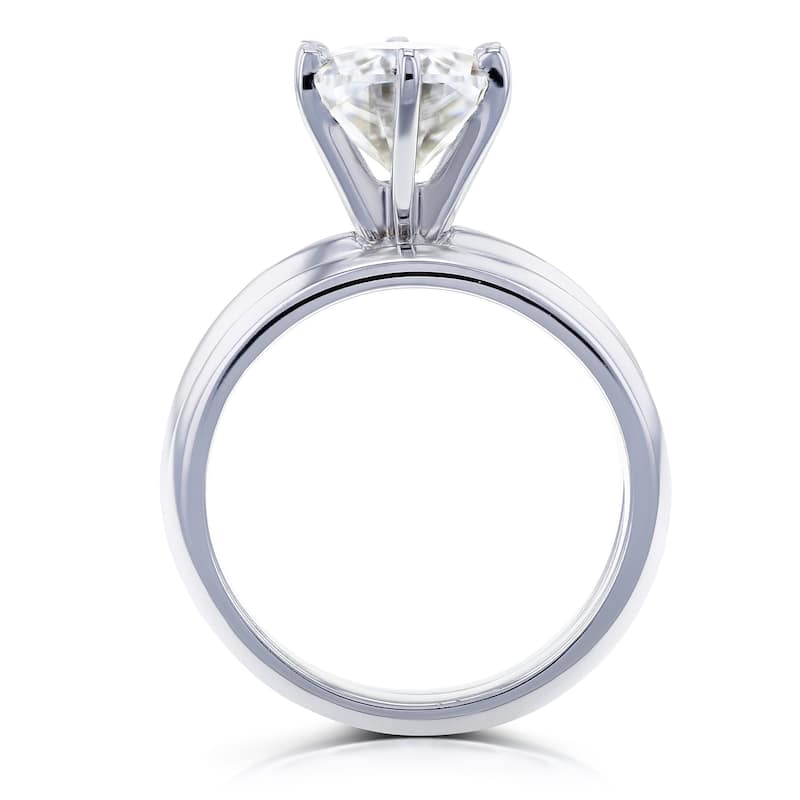 Annello by Kobelli 14k White Gold 2 1/10 Carat Oval Moissanite 6-prong Solitaire Bridal Set