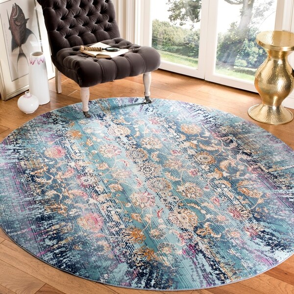 Safavieh Baldwin Vintage Teal/ Beige Rug - 6'7 Round