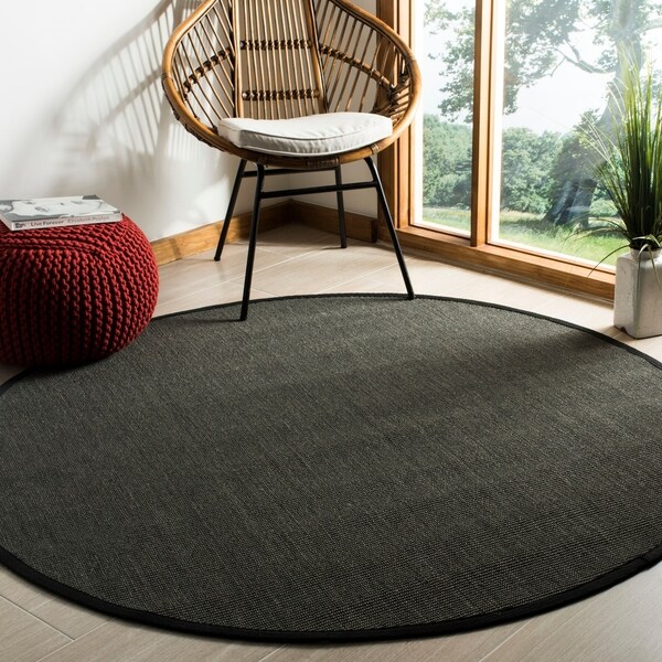 Safavieh Natural Fiber Anthracite/ Black Sisal Rug - 6' Round