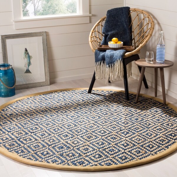 Safavieh Hand-Woven Natural Fiber Tropical Blue/ Natural Jute Rug (6' Round)