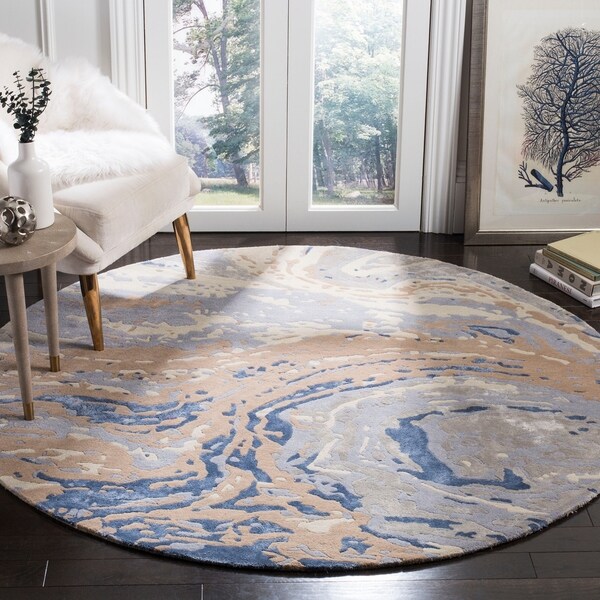 Safavieh Handmade Soho Grey/ Beige Viscose Rug - 6' x 6' Round