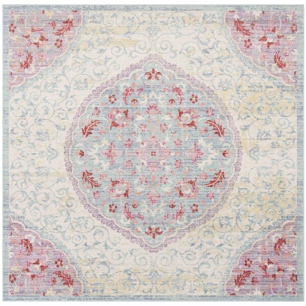 Safavieh Windsor Vintage Light Grey/ Blue Cotton Rug - 6' Square