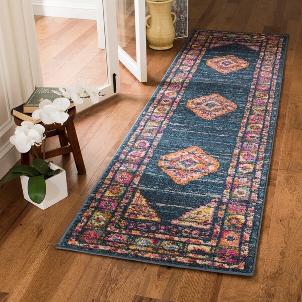Safavieh Madison Vintage Bohemian Blue/ Fuchsia Rug - 2'3 x 8'