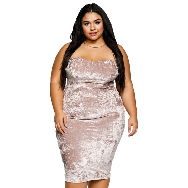 crushed velvet plus size dress