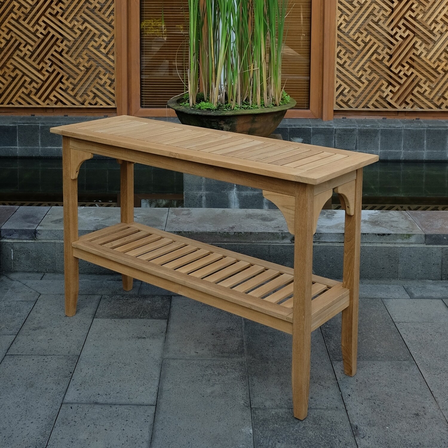 Shop Leon Teak Console Table By Havenside Home Overstock 18513009 Natural Teak