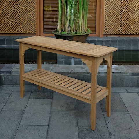 teak table outdoor tables console side coffee garden patio furniture cambridge andrea casual overstock options