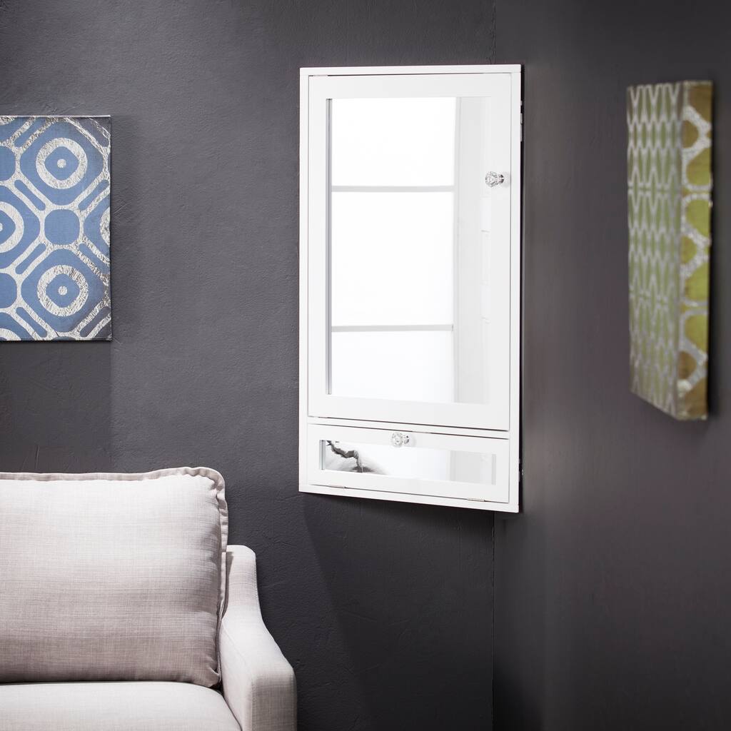 SEI Furniture Freeton Wall Mount Corner Vanity with Storage - White