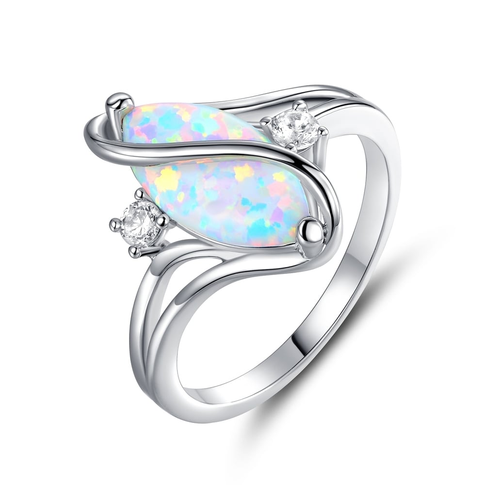 Girls Silver Platinum Plated Diffused Blue Sapphire,White Topaz Ring Cttw 4.6