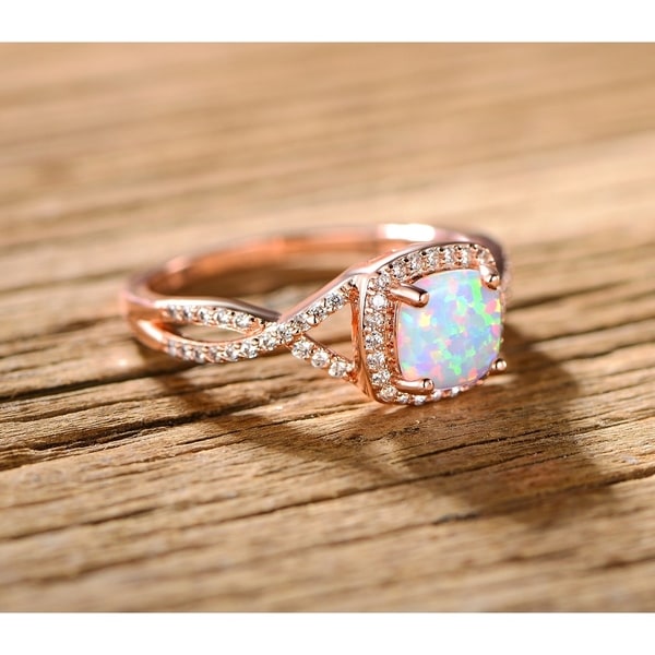 rose gold white opal ring