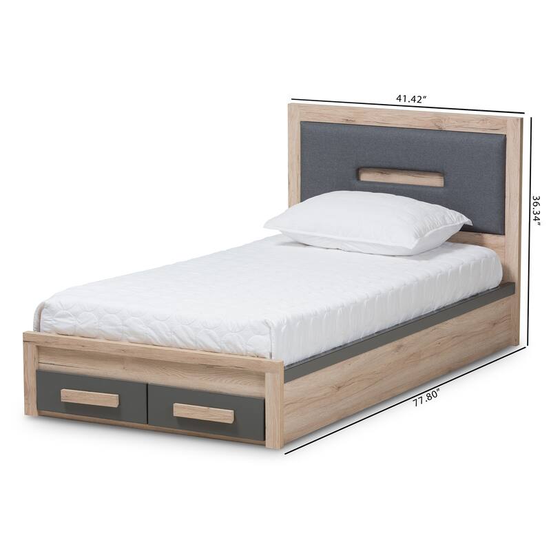Contemporary Grey and Brown Twin Size Storage Bed by Baxton Studio