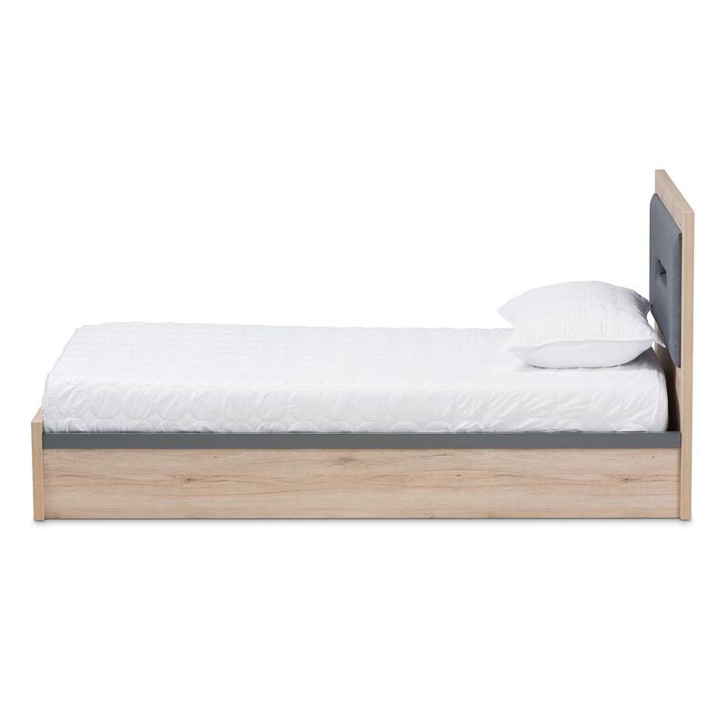 Contemporary Grey and Brown Twin Size Storage Bed by Baxton Studio