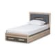 preview thumbnail 2 of 11, Contemporary Grey and Brown Twin Size Storage Bed by Baxton Studio