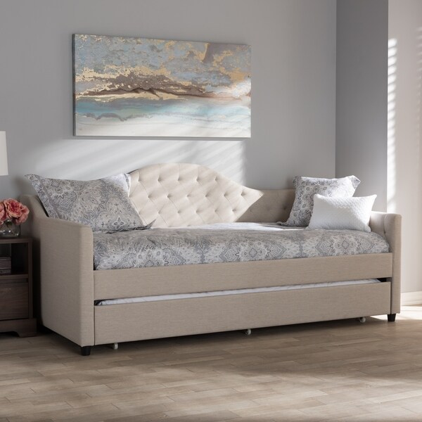 Contemporary Fabric Daybed With Trundle By Baxton Studio Free Contemporary Fabric Daybed With Trundle By Baxton Studio