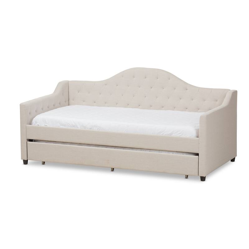 Contemporary Fabric Daybed with Trundle by Baxton Studio - Beige