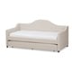 preview thumbnail 2 of 17, Contemporary Fabric Daybed with Trundle by Baxton Studio Beige