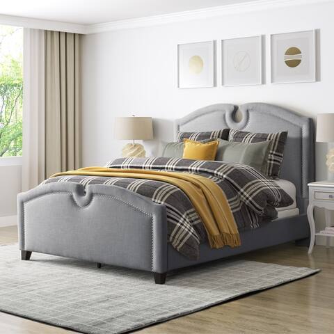 CorLiving Fairfield Fabric Curved Top Full/Double Bed