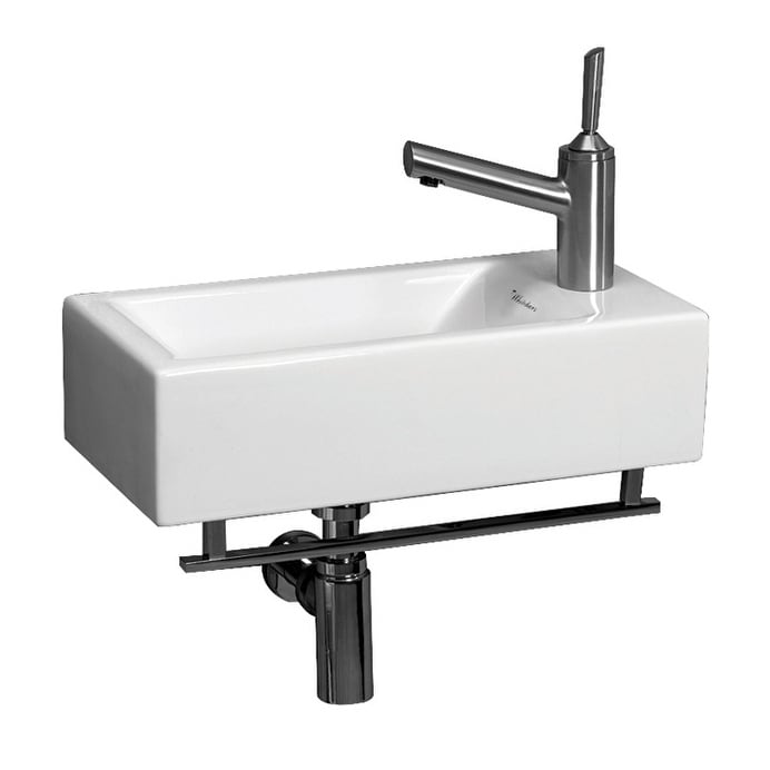 Wall mounted basin with best sale towel rail