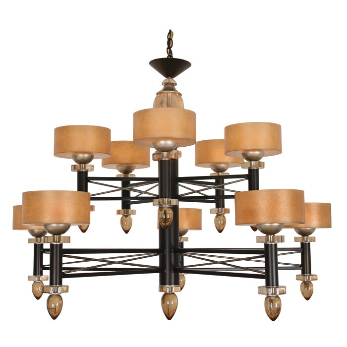 Van Teal Danielle Two-tier Bronze Metal Base Beige Linen Shades Chandelier (Van Teal Danielle Two-Tiered Chandelier) - Chandeliers For Bedrooms by Overstock.com