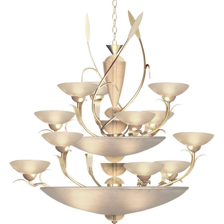 Van Teal Persuasive Silver Metal Multi-tiered Chandelier with Ivory Acrylic Shades