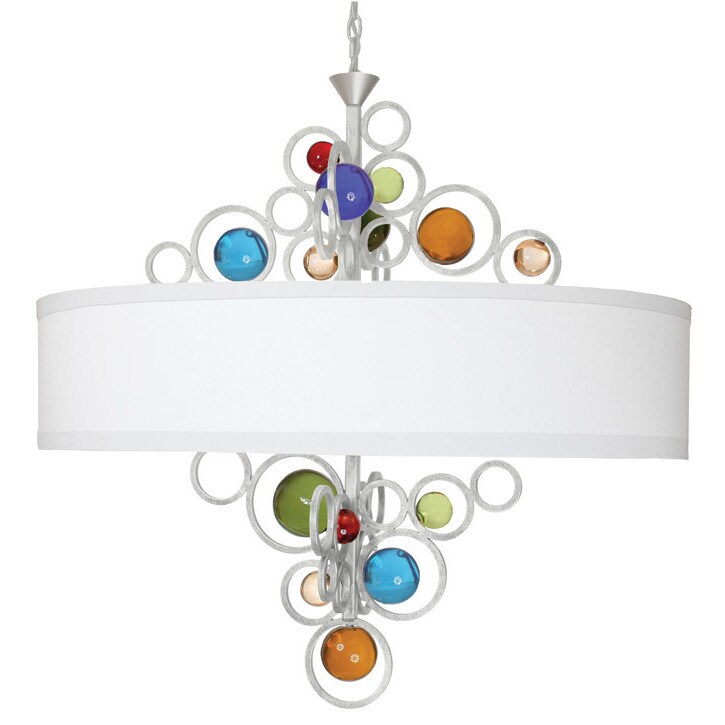 Van Teal Wheels of Style Metal/Acrylic/Linen Drum-style 6-light Chandelier - Silver (Wheels of Style) - Chandeliers For Bedrooms by Overstock.com